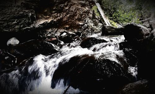 Scenic view of waterfall