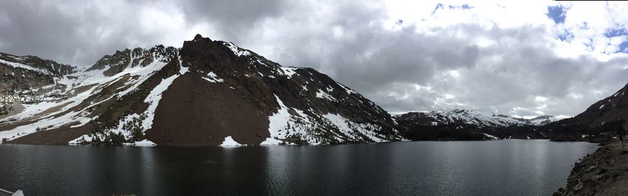 Panoramic view of snowcapped mountains against sky