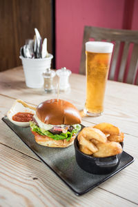 Close-up of burger in plate