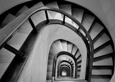 High angle view of spiral stairs