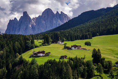 Scenic view of landscape and mountains against sky