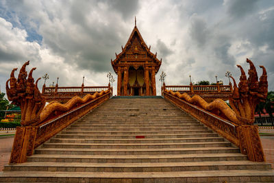 Exterior of temple building against sky