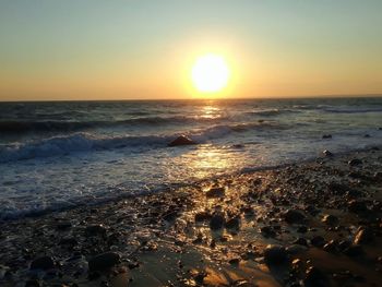 Scenic view of sea during sunset