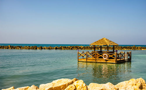 Scenic view of sea against clear sky