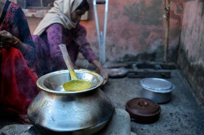 Women preparing food in kitchen