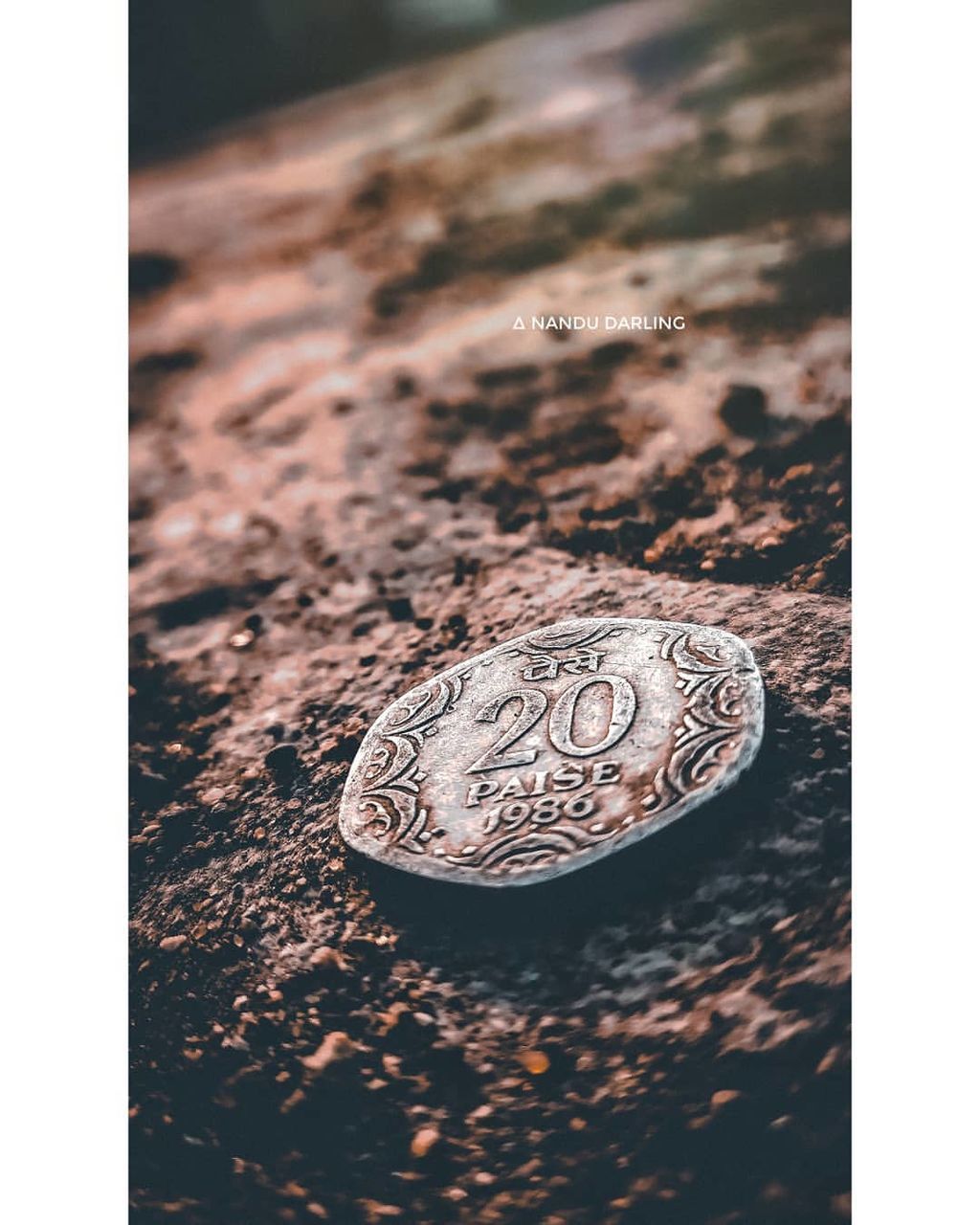 no people, close-up, coin, brown, day, metal, transfer print, text, outdoors, nature, finance, focus on foreground, auto post production filter