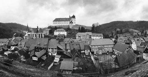 Panoramic view of buildings against sky