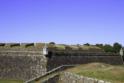 View of historic building against clear blue sky