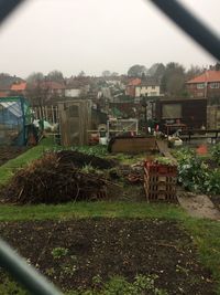 Park in city against sky