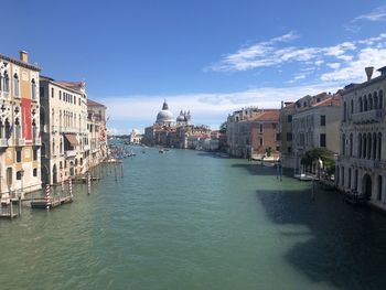 Canal passing through city buildings