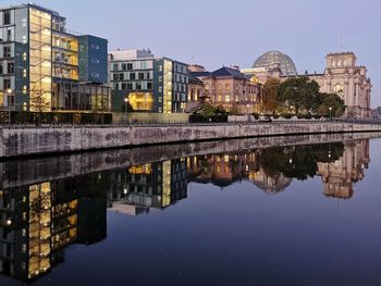 Reflection of buildings in city