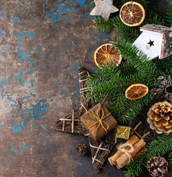 High angle view of coffee beans on table