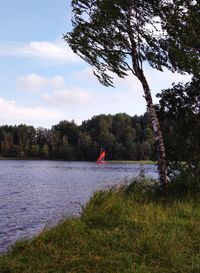 Scenic view of lake against sky