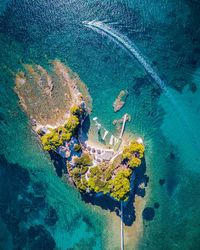 High angle view of people on beach