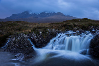 Sligachan waterfall and the black cuillin, isle of skye