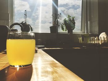 Close-up of drink on table at home