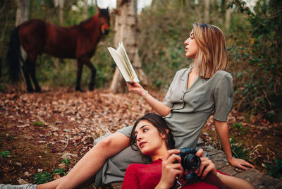 Women in forest