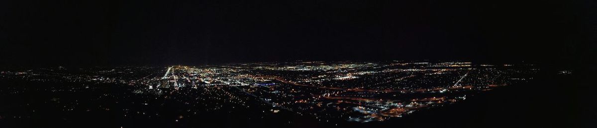 Aerial view of illuminated cityscape