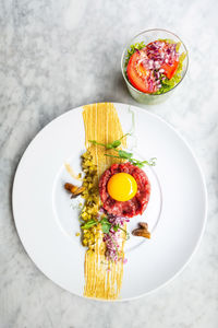 High angle view of meal served in plate