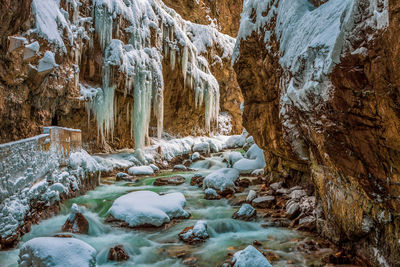 Frozen stream in winter