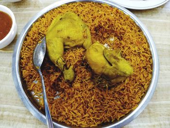 High angle view of vegetables in bowl