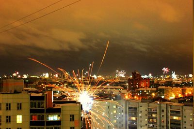 City lit up at night