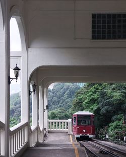 Train at railroad station platform