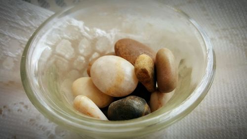 Close-up of stones in bowl