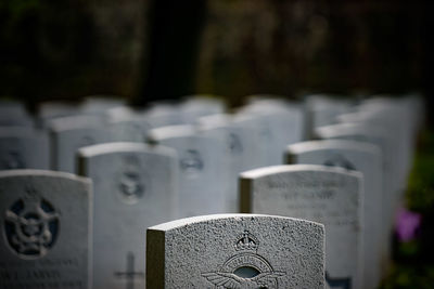 Close-up of cemetery