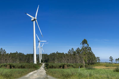 Windmill on field against sky