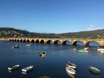 Bridge over river against clear sky