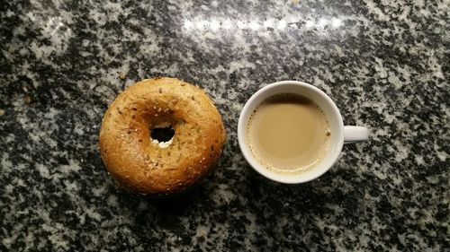 High angle view of breakfast on table