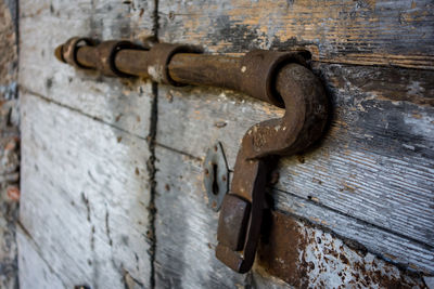 Close-up of rusty metal door