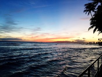 Scenic view of sea at sunset