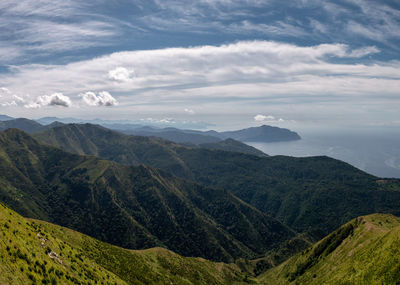 Scenic view of mountains against sky, monte moro, genoa, italy