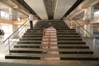 Low angle view of staircase in subway