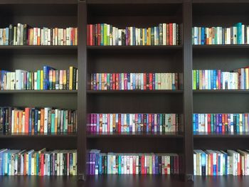 Row of books in shelf