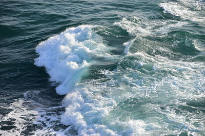 High angle view of wave in sea