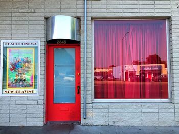 Closed door of building