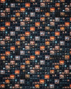 Full frame shot of modern building at night