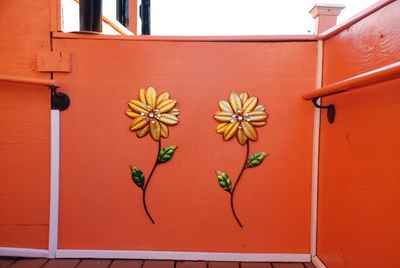 Close-up of orange door