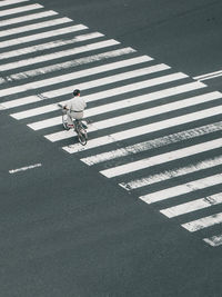 High angle view of bicycle crossing on road