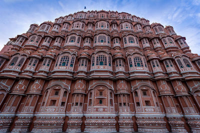 Low angle view of hawa mahal in jaipur against sky