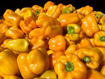 Full frame shot of bell peppers for sale in market