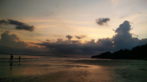 Scenic view of sea at sunset