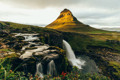 Scenic view of waterfall