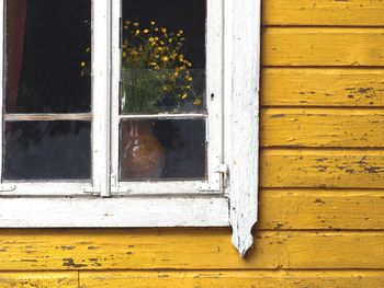 Close-up of window of old building