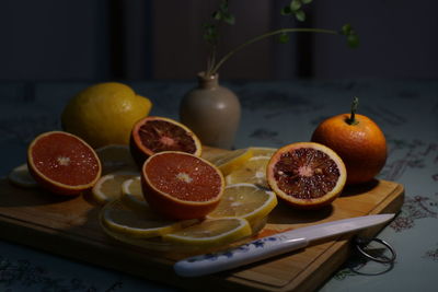 Close-up of fruits on table