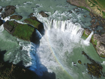 High angle view of waterfall