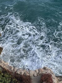 High angle view of sea waves